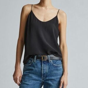 Everlane sz 4 100% Washable Silk Cami in Black Lined Cami Blouse